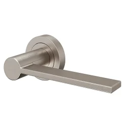 GoodHome Ensemble poignée sur rosace Droit à visser Dotz effet nickel satin gris Ø52mm* Poignée Sur Rosace