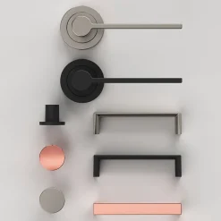 GoodHome Ensemble poignée sur rosace Droit à visser Dotz effet nickel satin gris Ø52mm* Poignée Sur Rosace