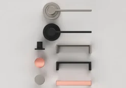 GoodHome Ensemble poignée sur rosace Droit à visser Dotz effet nickel satin gris Ø52mm* Poignée Sur Rosace