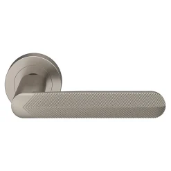 Clearance GoodHome Ensemble poignée sur rosace rond à visser Garlan effet nickel satin gris Ø50mm