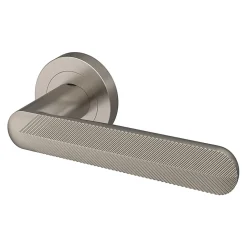 Clearance GoodHome Ensemble poignée sur rosace rond à visser Garlan effet nickel satin gris Ø50mm