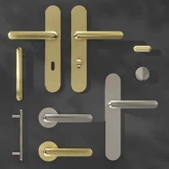 Clearance GoodHome Ensemble poignée sur rosace rond à visser Garlan effet nickel satin gris Ø50mm