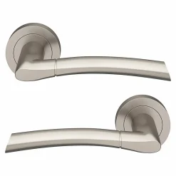 GoodHome Ensemble poignée sur rosace rond à visser Hirel effet nickel satin gris Ø50mm* Poignée Sur Rosace|Poignée De Porte Intérieure