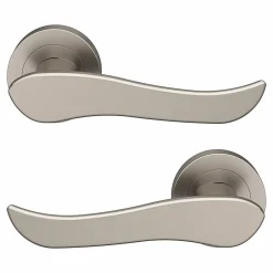 GoodHome Ensemble poignée sur rosace rond à visser Armel effet nickel satin gris Ø50mm* Poignée Sur Rosace|Poignée De Porte Intérieure