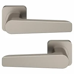 GoodHome Ensemble poignée sur rosace rond à visser Kerver effet nickel satin gris Ø52.5mm