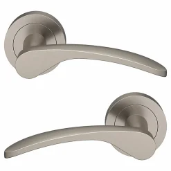 GoodHome Ensemble poignée sur rosace rond à visser Beare effet nickel satin gris Ø50mm* Poignée Sur Rosace|Poignée De Porte Intérieure