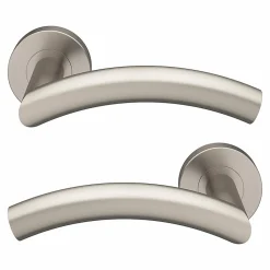 GoodHome Ensemble poignée sur rosace rond à visser Lagow acier inoxydable effet ino x satin gris Ø53mm* Poignée Sur Rosace|Poignée De Porte Intérieure