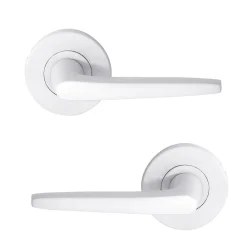 Ensemble poignée sur rosace rond à pousser Colan aluminium blanc Ø52mm* Poignée Sur Rosace
