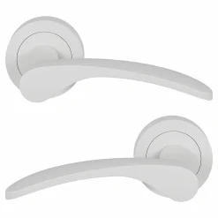 GoodHome Ensemble poignée sur rosace rond à visser Beare mat blanc Ø50mm* Poignée Sur Rosace