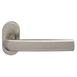 Discount GoodHome Ensemble poignée sur rosace Incurvé à visser Primel effet nickel satin gris chromé