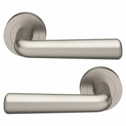 GoodHome Ensemble poignée sur rosace rond à visser Dizel effet nickel satin gris Ø50mm* Poignée Sur Rosace|Poignée De Porte Intérieure