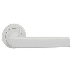 GoodHome Ensemble poignée sur rosace Incurvé à visser Primel mat blanc Ø52mm* Poignée Sur Rosace|Poignée De Porte Intérieure