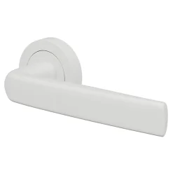 GoodHome Ensemble poignée sur rosace Incurvé à visser Primel mat blanc Ø52mm* Poignée Sur Rosace|Poignée De Porte Intérieure