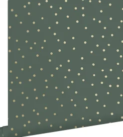 Sale Estahome papier peint à motif de petits points vert foncé et or - 53 cm x 10.05 m - 139275