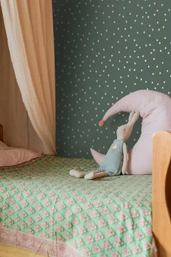 Sale Estahome papier peint à motif de petits points vert foncé et or - 53 cm x 10.05 m - 139275