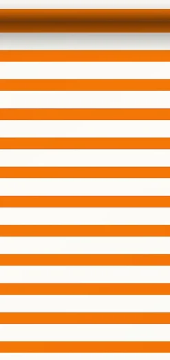 Outlet Estahome papier peint à rayures orange et blanc - 53 cm x 10.05 m - 115872