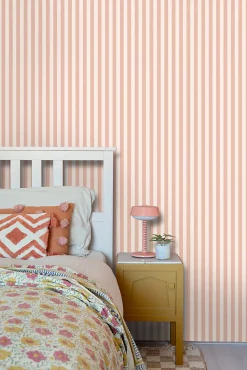Discount Estahome papier peint à rayures rose terracotta - 53 cm x 10.05 m - 130950