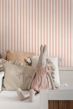 Discount Estahome papier peint à rayures rose terracotta - 53 cm x 10.05 m - 130950