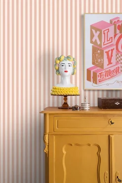 Discount Estahome papier peint à rayures rose terracotta - 53 cm x 10.05 m - 130950