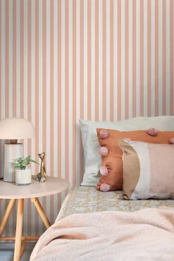 Discount Estahome papier peint à rayures rose terracotta - 53 cm x 10.05 m - 130950