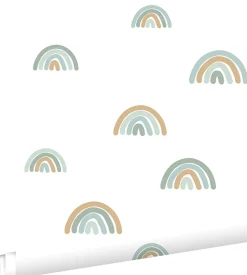 Best Estahome papier peint arcs en ciel vert menthe grisé et bleu gris - 53 cm x 10.05 m - 139254