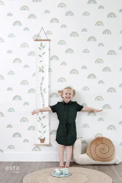 Best Estahome papier peint arcs en ciel vert menthe grisé et bleu gris - 53 cm x 10.05 m - 139254