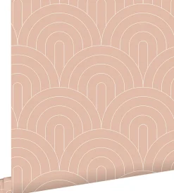 Sale Estahome papier peint art déco rose pêche - 53 cm x 10.05 m - 139218