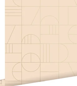 Best Estahome papier peint art déco rose pêche clair et or - 53 cm x 10.05 m - 139206