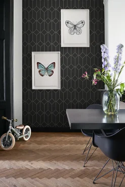 Sale Estahome papier peint art déco noir et or - 53 cm x 10.05 m - 139746