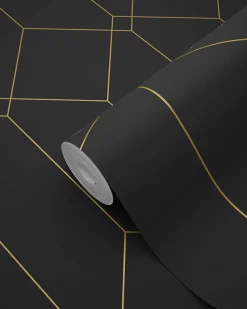 Sale Estahome papier peint art déco noir et or - 53 cm x 10.05 m - 139746
