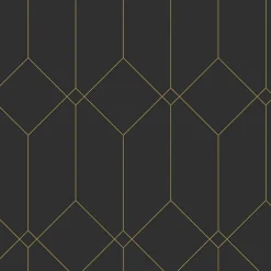 Sale Estahome papier peint art déco noir et or - 53 cm x 10.05 m - 139746