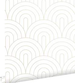 Outlet Estahome papier peint art déco blanc et or - 53 cm x 10.05 m - 139215
