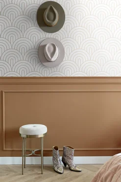 Outlet Estahome papier peint art déco blanc et or - 53 cm x 10.05 m - 139215