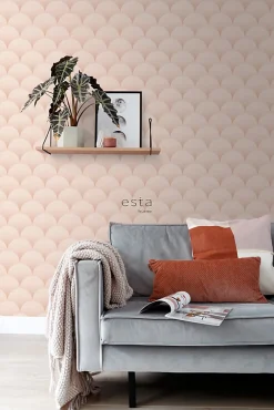 Sale Estahome papier peint art déco rose clair - 50 x 900 cm - 139465