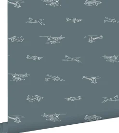 Sale Estahome papier peint avions et hélicoptères bleu gris - 53 cm x 10.05 m - 139509