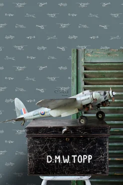 Sale Estahome papier peint avions et hélicoptères bleu gris - 53 cm x 10.05 m - 139509