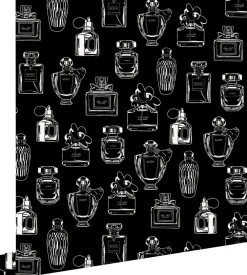 Discount Estahome papier peint bouteilles de parfum noir et blanc - 53 cm x 10.05 m - 128827