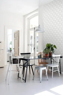 Discount Estahome papier peint carreaux de ciment blanc - 53 cm x 10.05 m - 139120