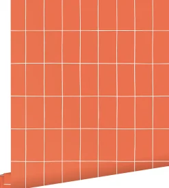 Clearance Estahome papier peint carrelage orange et blanc - 50 x 900 cm - 139963