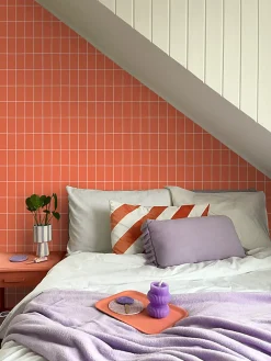 Clearance Estahome papier peint carrelage orange et blanc - 50 x 900 cm - 139963