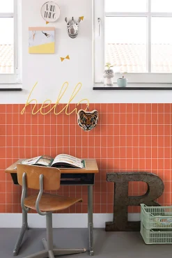 Clearance Estahome papier peint carrelage orange et blanc - 50 x 900 cm - 139963