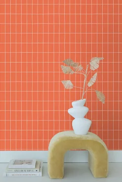 Clearance Estahome papier peint carrelage orange et blanc - 50 x 900 cm - 139963