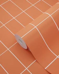 Clearance Estahome papier peint carrelage orange et blanc - 50 x 900 cm - 139963