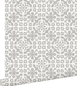Outlet Estahome papier peint carreaux de ciment taupe - 53 cm x 10.05 m - 128045