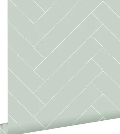 Clearance Estahome papier peint chevron vert menthe et blanc - 53 cm x 10.05 m - 139221