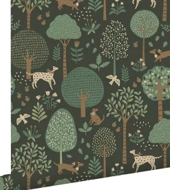 Sale Estahome papier peint chiens vert foncé - 50 x 900 cm - 139713