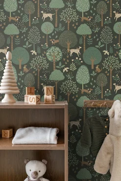 Sale Estahome papier peint chiens vert foncé - 50 x 900 cm - 139713