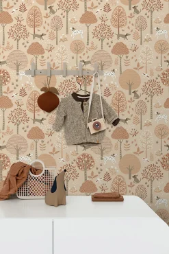 Estahome papier peint chiens beige et rose terracotta - 53 cm x 10.05 m - 139711*Enfant Papier Peint Pour Chambre|Papier Peint