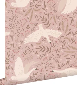 Best Estahome papier peint cygnes vieux rose - 53 cm x 10.05 m - 130958