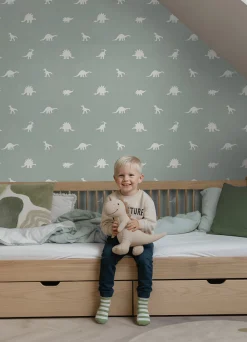 Best Estahome papier peint dinosaures vert menthe grisé - 53 cm x 10.05 m - 139284